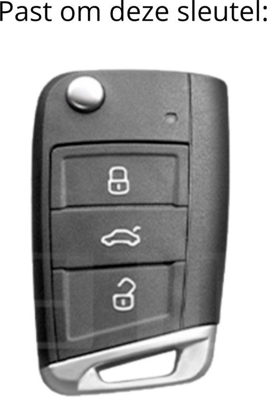 TPU Sleutelcover - Sleutelhoesje Geschikt voor Volkswagen Golf / Tiguan - Seat Leon / Ateca / Ibiza - Skoda Kodiaq / Octavia / Karoq - Zilvergrijs en Zwart Leer - Flexibele Sleutel Cover - Zacht Hoesje - Auto Accessoires