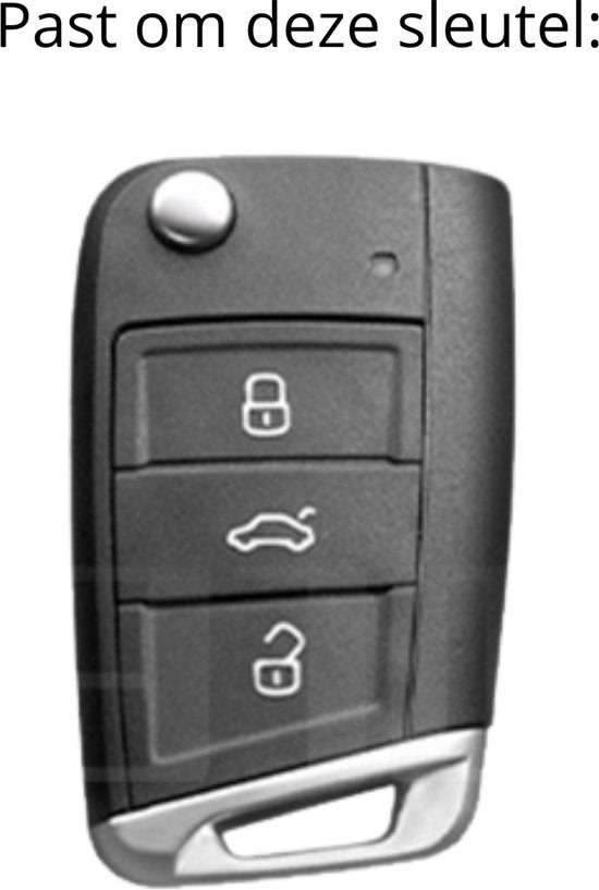 Zachte TPU Sleutelcover - Wit Metallic - Sleutelhoesje Geschikt voor Volkswagen Golf / Tiguan - Seat Leon / Ateca / Ibiza - Skoda Kodiaq / Octavia / Karoq - Sleutel Hoesje Cover - Randen Goud - Auto Accessoires