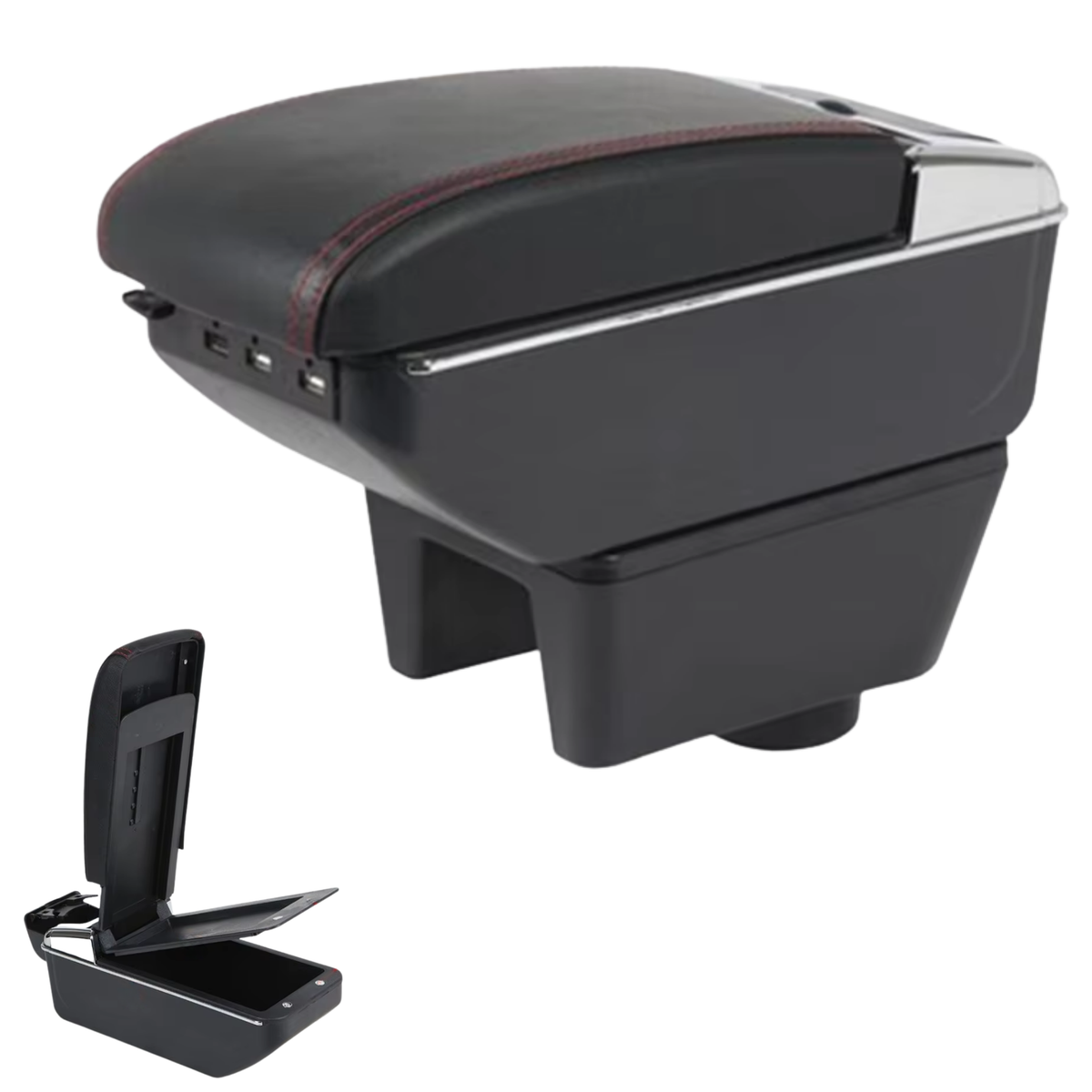 Multifunctionele Armsteun - Geschikt voor Seat Ibiza 6J 2008 - 2017 / Seat Ibiza 6L 2002 - 2008 - 1 USBC & 2 USB Aansluitingen - Opbergvakken - Armleuning - Middenconsole - Bekerhouder