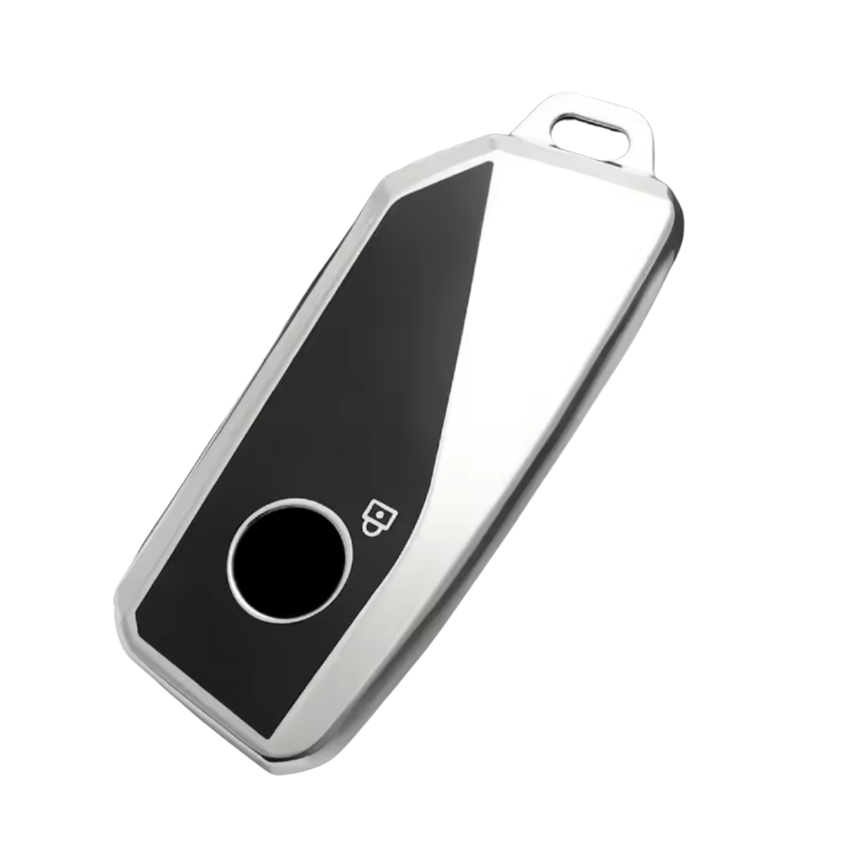 Zachte TPU Sleutelcover - Sleutelhoesje Geschikt voor BMW i7 / X7 / G07 / LCI / iX / U11 / 7 Serie / G70 / G09 / XM / U06 / G81 / M3 / 2023 - Zilver met Zwart - Key Cover - Auto Accessoires