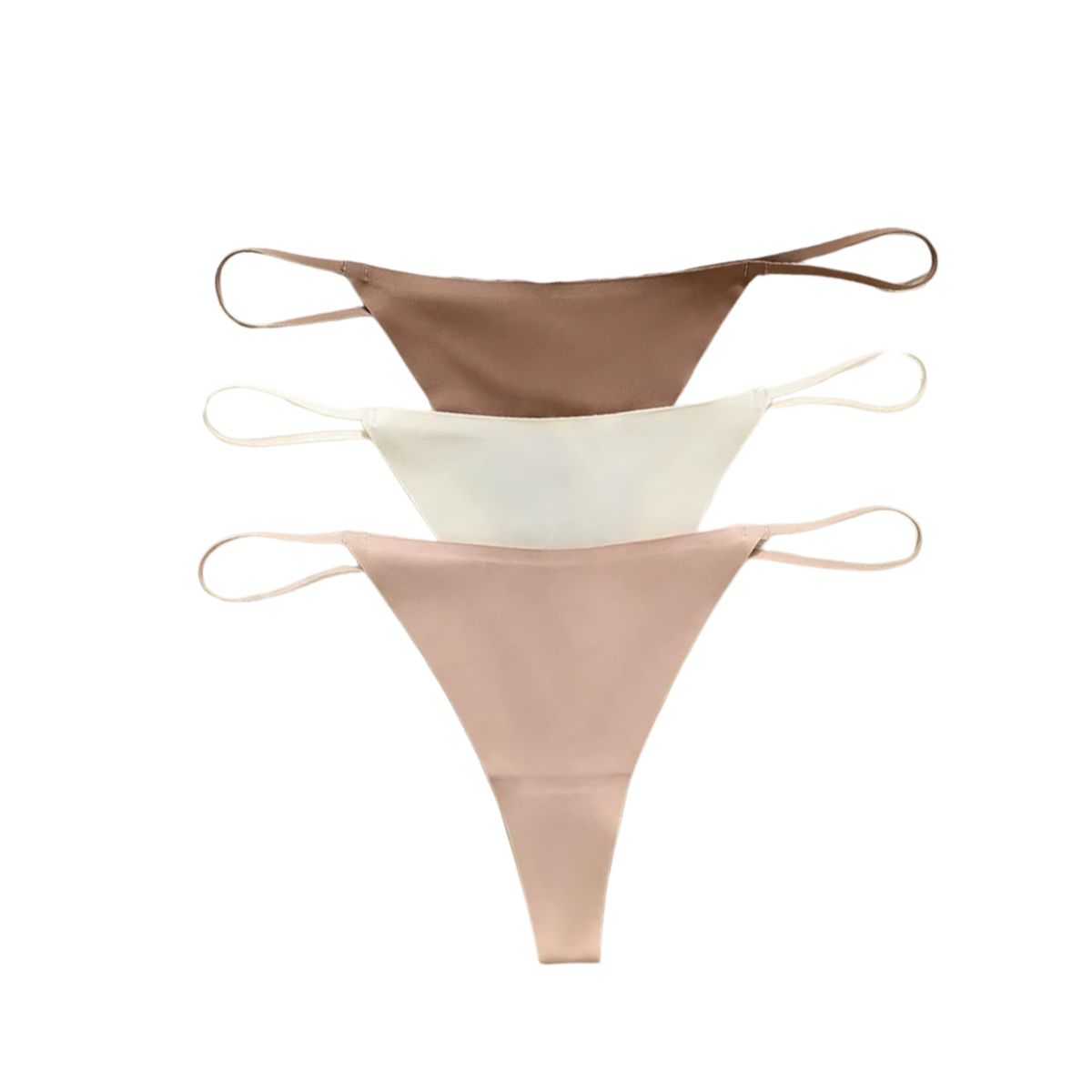 Dames Strings Naadloos - Neutrale Kleuren - Smalle Bandjes - Seamless Ondergoed - Lichtbruin / Wit / Lichtroze - Comfortabele en Sexy Lingerie - Brazilian / Slip / Onderbroek - Maat XL