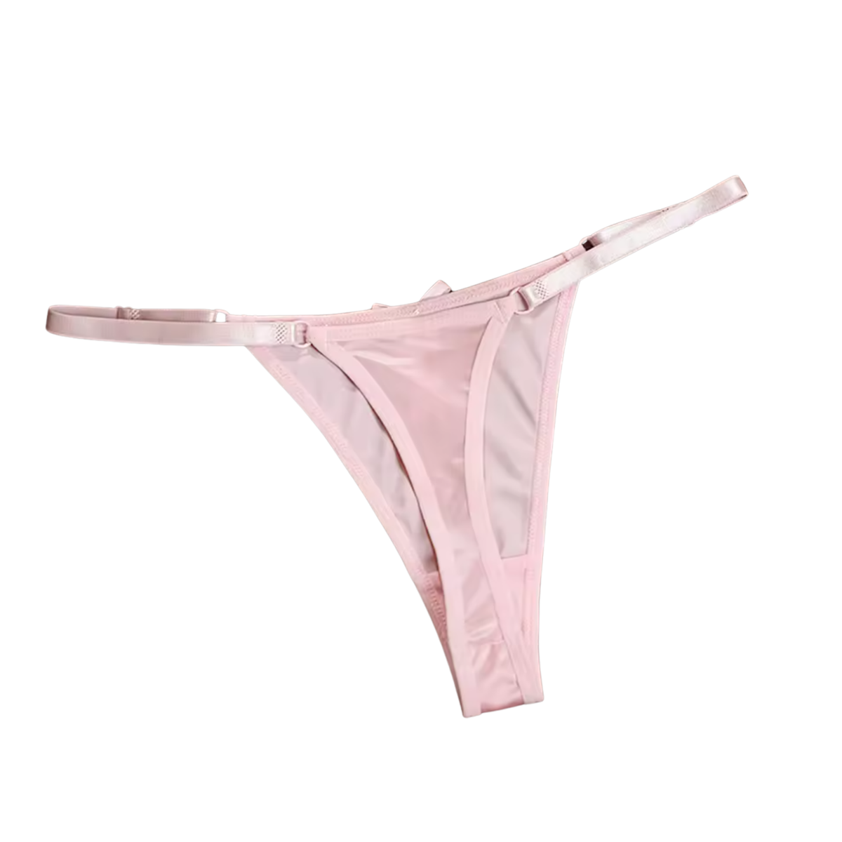 Sexy Satijnen String met Strik - Zacht Roze - Schattig - Satijn & Strikje - Dames Onderbroek - Lingerie / Ondergoed - Maat S