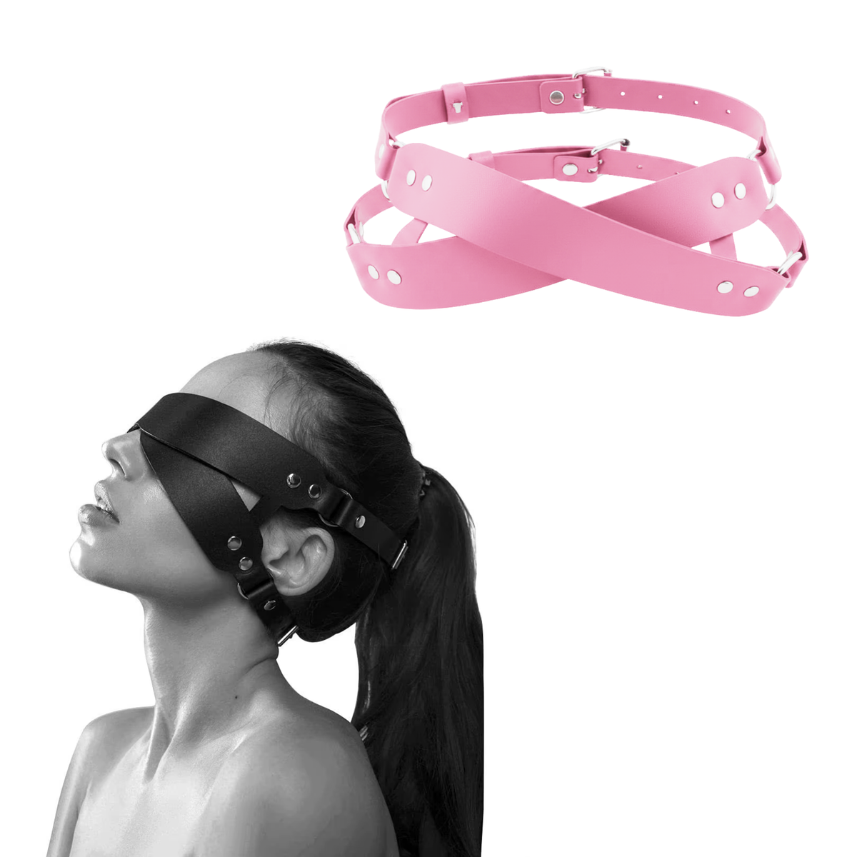 Masker Met Riempjes - Roze - PU Leder - Spannend Oogmasker - Unisex - Sex Speeltjes Toys - Roleplay / Rollenspel - Erotiek - BDSM Bondage Masker