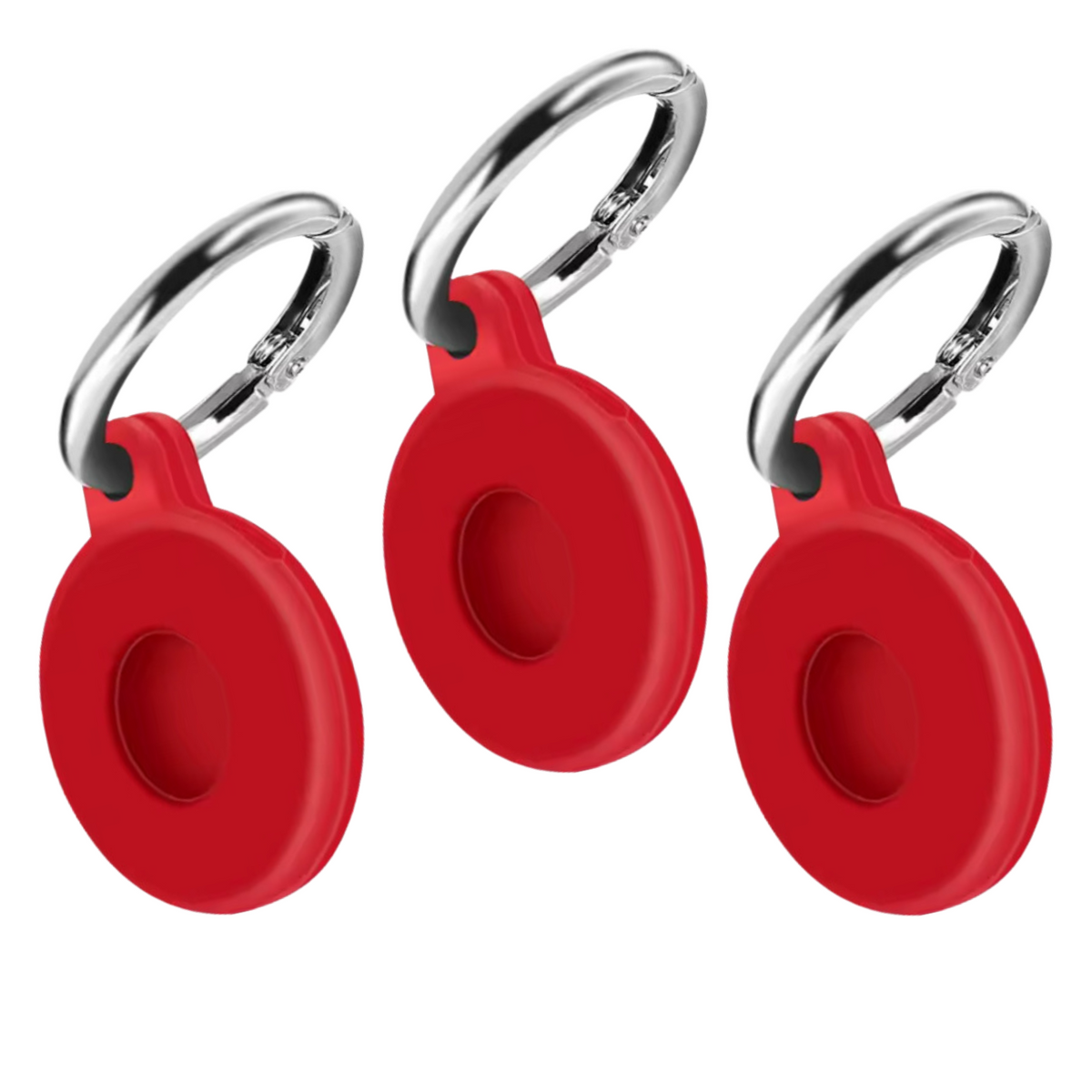 Sleutelhanger Geschikt voor Apple Airtag - 3 Pack - Tassenhanger / Kofferhanger - Rood - Airtag Houder - Airtag Hanger - Case - Airtag Hoesje - Siliconen Houder
