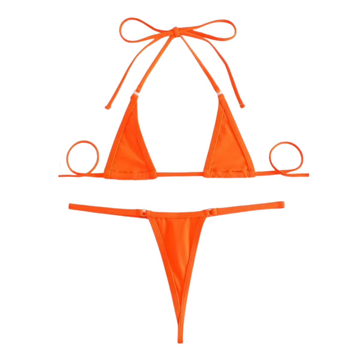 Sexy Dames Bikini Set – Oranje - Mini Lingerie Set Tweedelig - Halter Top Zonder Beugel - Micro T String - Met Verstelbare Bandjes & Stretch - Ondergoed Voor Vrouwen - One Size