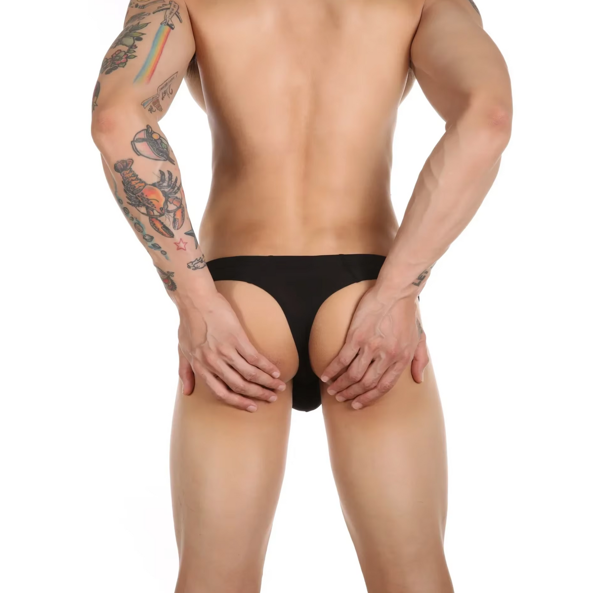Heren String Transparant - G-String Doorzichtig Zwart - Sexy Mesh Design - Mannen Onderbroek - Lingerie Voor Mannen - Ondergoed Maat XXXL / 3XL