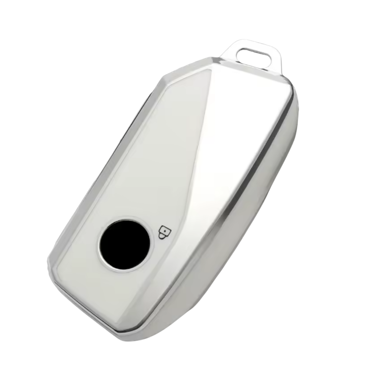 Zachte TPU Sleutelcover - Sleutelhoesje Geschikt voor BMW i7 / X7 / G07 / LCI / iX / U11 / 7 Serie / G70 / G09 / XM / U06 / G81 / M3 / 2023 - Zilver met Wit - Key Cover - Auto Accessoires