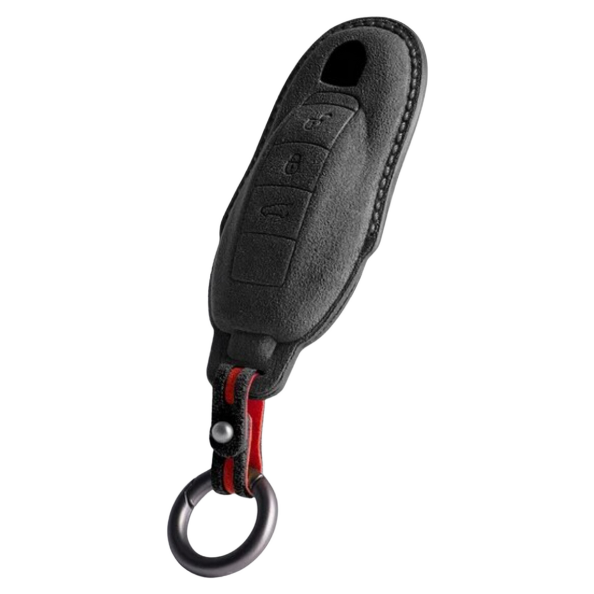Luxe Alcantara Sleutelcover - Sleutelhoesje Geschikt voor Porsche Cayenne / 911 / Macan / Taycan / Carrera / Panamera / Boxster / Cayman - Alcantara Look - Zacht Sleutel Hoesje - Met Hanger - Auto Accessoires