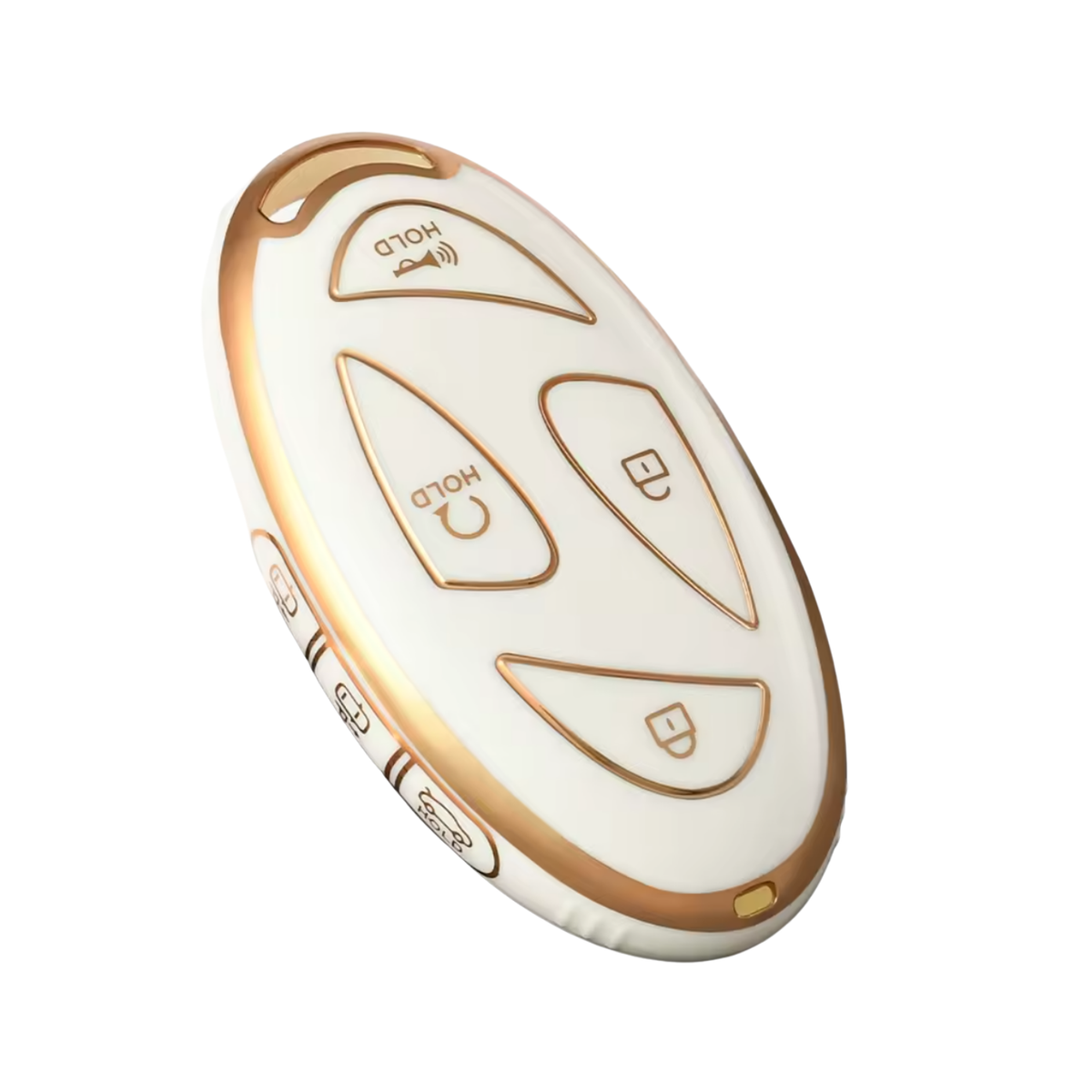 Zachte TPU Sleutelcover - Sleutelhoesje Geschikt voor Hyundai IONIQ 6 / Grand Prix / GN7 / Kona 5- Goud met Wit - Key Cover - Auto Accessoires