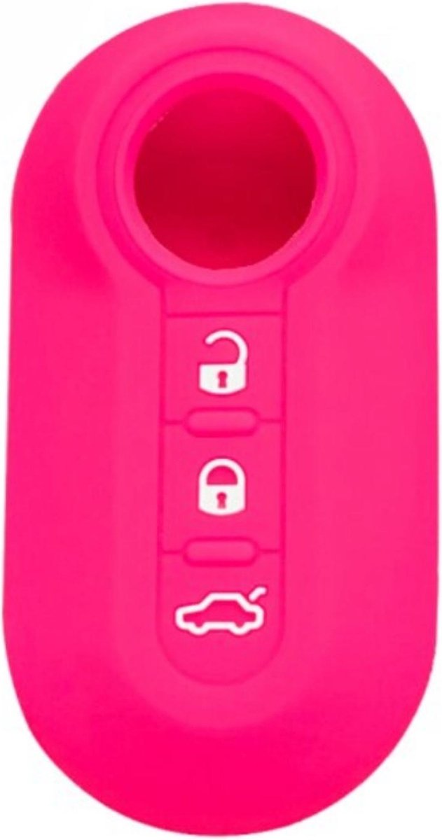 Siliconen Sleutelcover - Felroze Sleutelhoesje Geschikt voor Fiat 500 / 500L / 500X / 500C / Panda / Punto / Stilo - Sleutel Hoesje Cover - Auto Accessoires