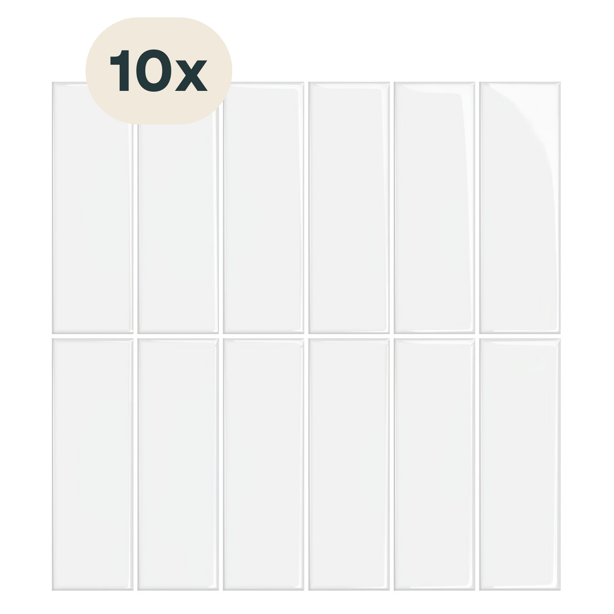 Solusia Zelfklevende Plaktegels - Wit – 10 Luxe Plaktegels voor Wand – Waterdichte Wandpanelen voor Keuken, Badkamer en Toilet – 25,4 x 25,4 cm – Makkelijk aan te brengen - Tegeltjes Tegelstickers