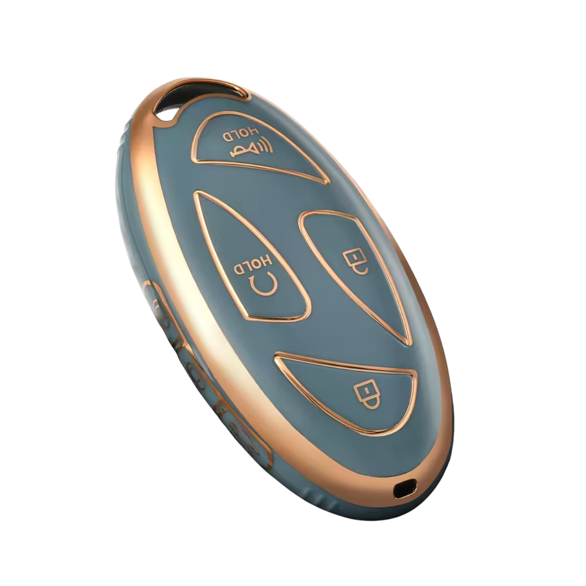 Zachte TPU Sleutelcover - Sleutelhoesje Geschikt voor Hyundai IONIQ 6 / Grand Prix / GN7 / Kona 5- Goud met Blauw - Key Cover - Auto Accessoires