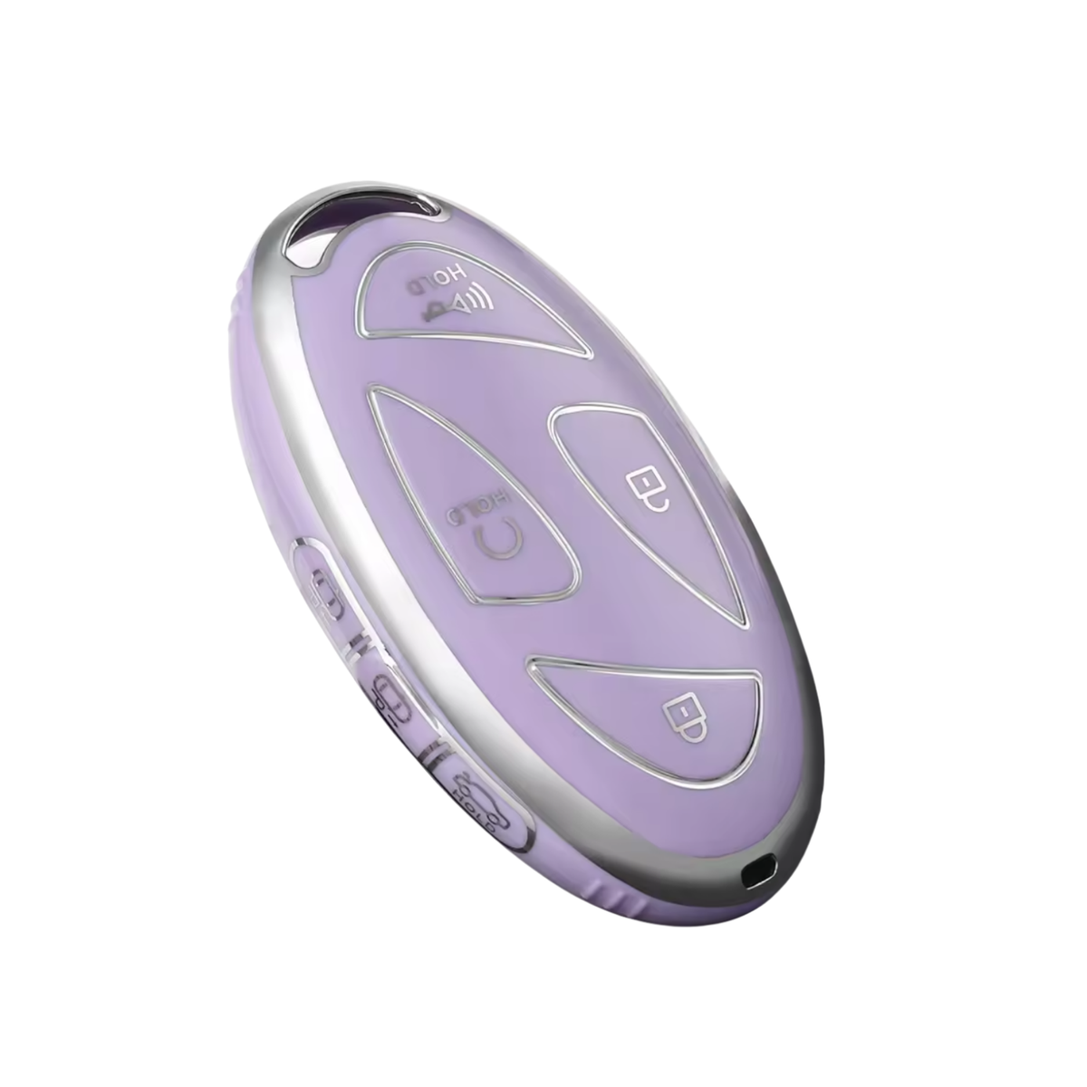 Zachte TPU Sleutelcover - Sleutelhoesje Geschikt voor Hyundai IONIQ 6 / Grand Prix / GN7 / Kona 5- Zilver met Paars - Key Cover - Auto Accessoires