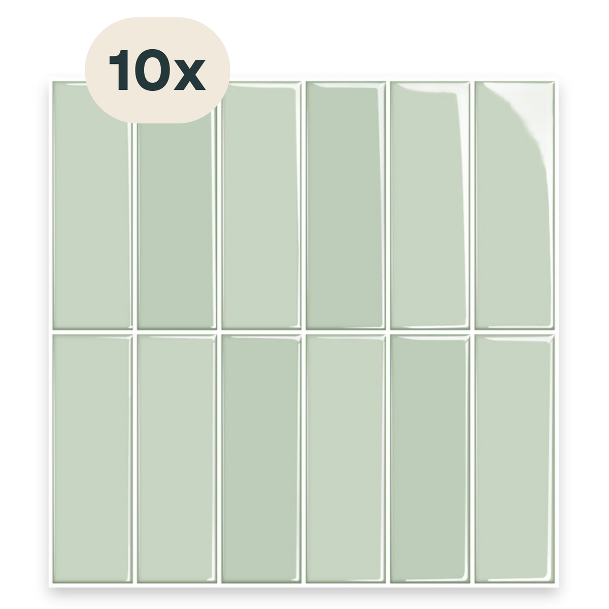 Solusia Zelfklevende Plaktegels - Grijsgroen – 10 Luxe Plaktegels voor Wand – Waterdichte Wandpanelen voor Keuken, Badkamer en Toilet – 25,4 x 25,4 cm – Makkelijk aan te brengen - Tegeltjes Tegelstickers