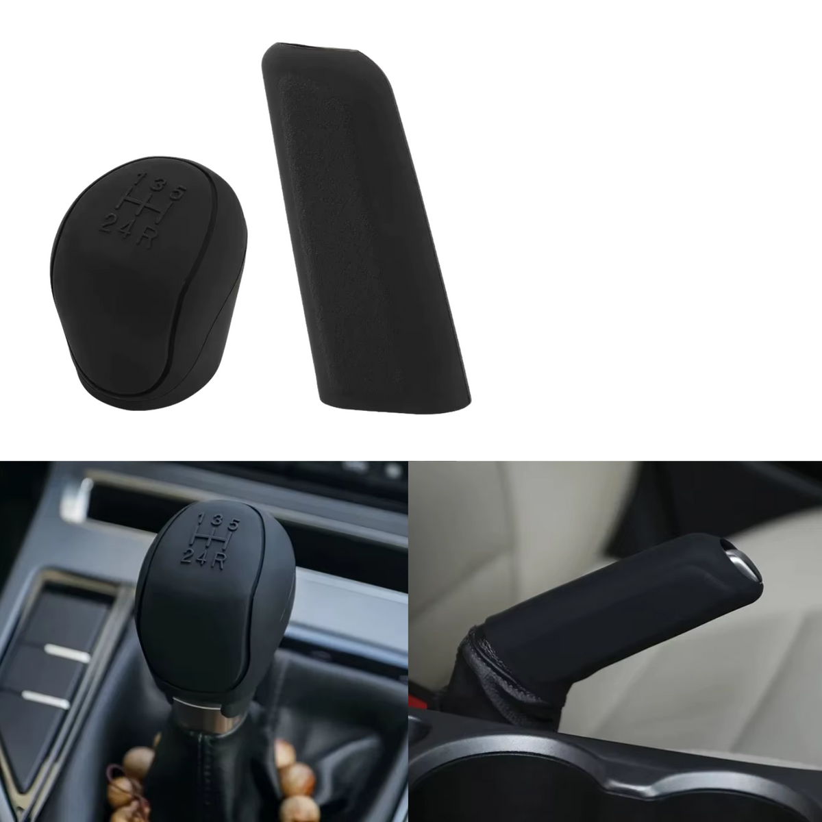 Versnellingspook + Handrem Set - Siliconen Antislip Hoesjes - Versnellingspook Hoes en Handrem Hoes - Auto Accessoire - Universeel - Zwart