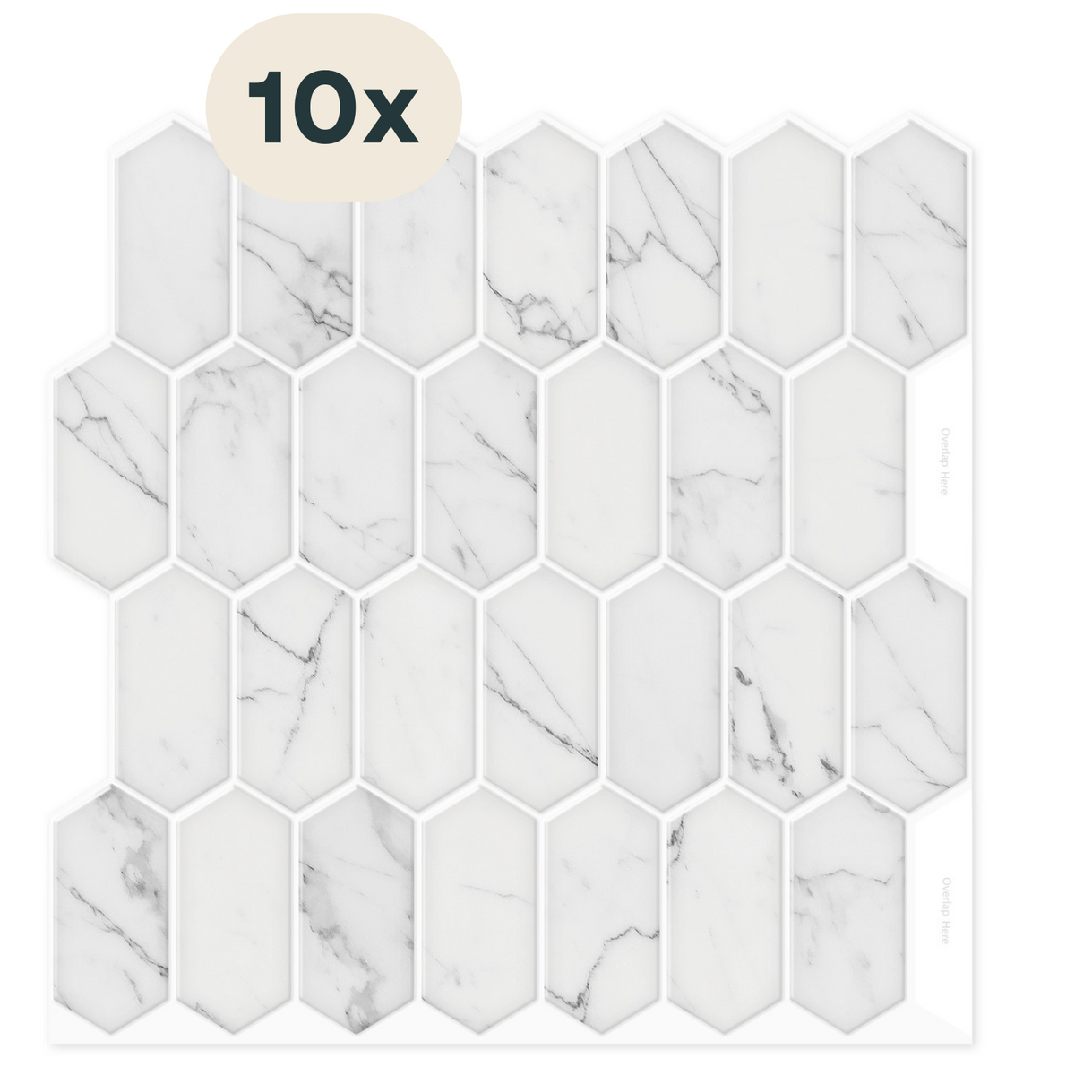 Solusia Zelfklevende Plaktegels Wit Marmer – 10 Luxe Plaktegels voor Wand – Waterdichte Wandpanelen voor Keuken, Badkamer en Toilet – 30 x 30 cm – Makkelijk aan te brengen - Tegeltjes Tegelstickers - Hexagon Honeycomb