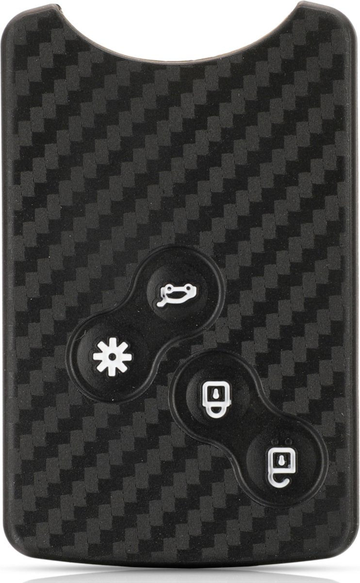 Zachte Carbon Sleutelcover met Knoppen - Sleutelhoesje Geschikt voor Renault Clio / Megane / Scenic / Captur / Laguna / Zoë / Koleos / Logan / Duster / Sandero - Siliconen Materiaal - Sleutel Hoesje Cover - Auto Accessoires
