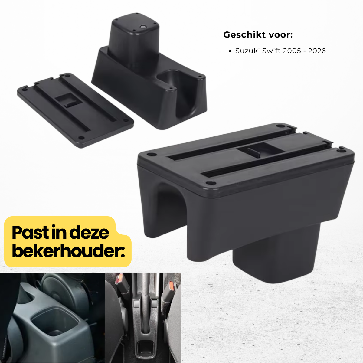 Multifunctionele Armsteun - Geschikt voor Suzuki Swift 2005 - 2026 - 1 USBC & 2 USB Aansluitingen - Opbergvakken - Armleuning - Middenconsole - Bekerhouder