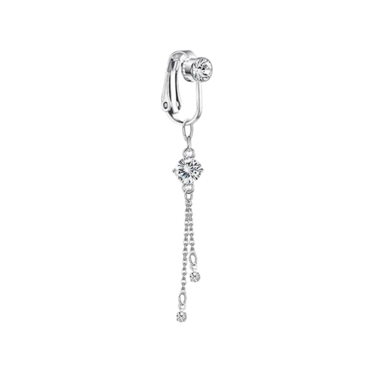 Fake Navelpiercing Zilver - Nep Navelpiercing - Kristal Hanger - Stainless Steel - Piercing Voor Navel zonder Gaatje