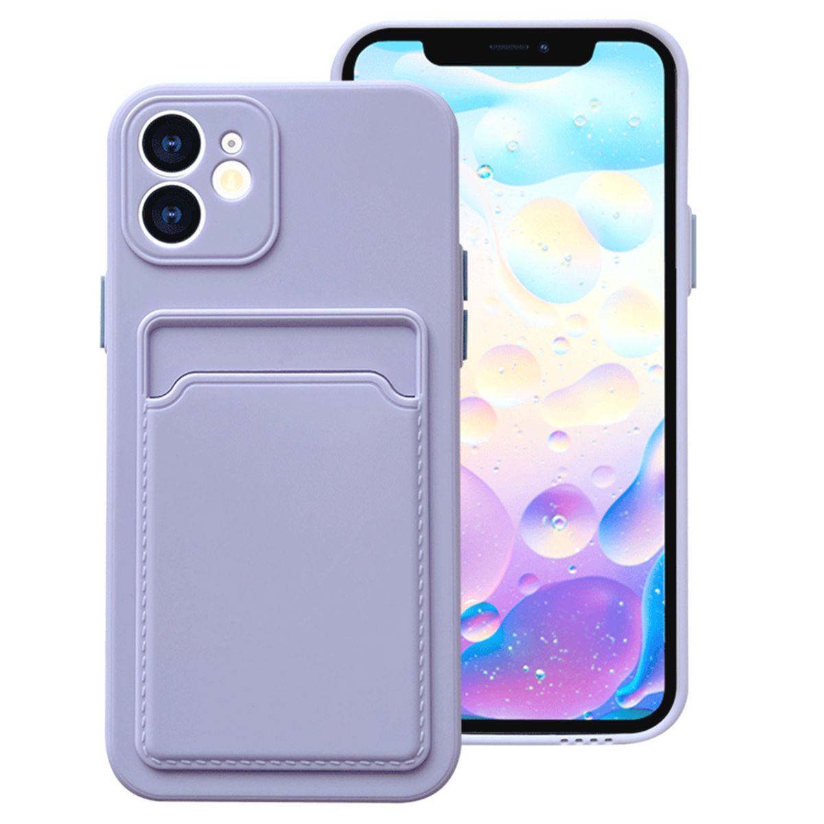 Hoesje Geschikt voor Apple iPhone 11 Stevig TPU - Met Kaarthouder - Lila Paars - Shockproof Case met Pasjeshouder - TPU Hoes Met Vakje Voor Pasje - Card Case Back Cover