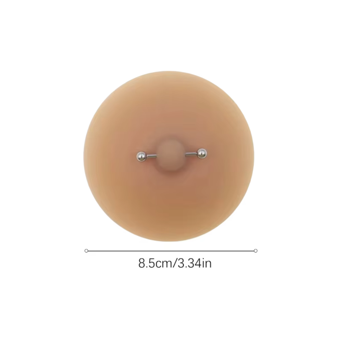Fake Piercing Tepelcovers - Zilver - Stainless Steel - 2 Stuks - Bruin - Tepelpiercing / Nipplecover / Tepelcover / Tepelsticker - Nep Piercing - Verkleedaccessoires - 8,5 CM