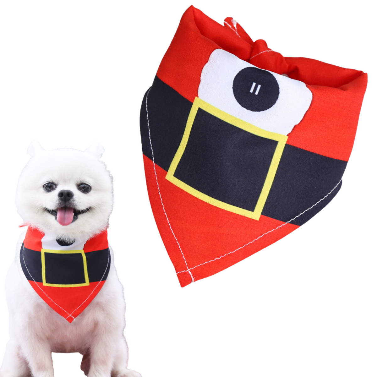 Kerst Sjaaltje Kerstman - Hond & Kat - Winter Halsband - Honden Das Rood - Kerstpakje voor Honden en Katten - Hondentrui - Kerstkostuum - Hondenkleding - Maat L