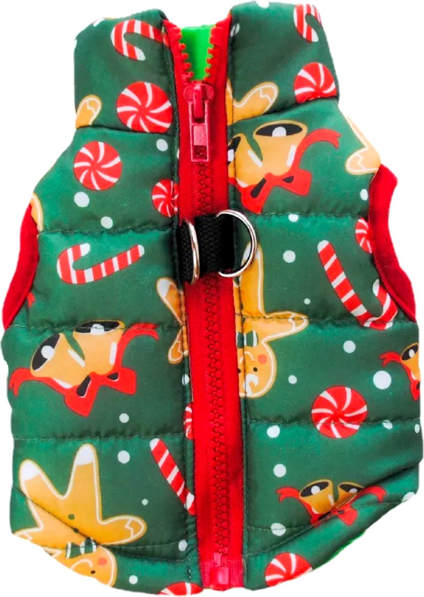 Kerst Bodywarmer Hond & Kat - Maat XS - Winter - Honden Kerstpakje Groen - Kerstpak voor Kleine Honden en Katten - Honden Verkleed Kostuums - Kerstkostuum - Hondenkleding