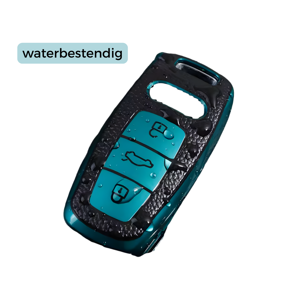 Kunst Leren Sleutelcover - Sleutelhoesje Geschikt voor Audi A3 / A4 / B9 / A6 / C8 / A7 / S7 / 4K / A8 / D5 / S8 / Q7 / Q8 / SQ8 / E-tron / 2018 / 2019 / 2020 / 2021 / 2022 - Zwart met Groen - Key Cover - Auto Accessoires