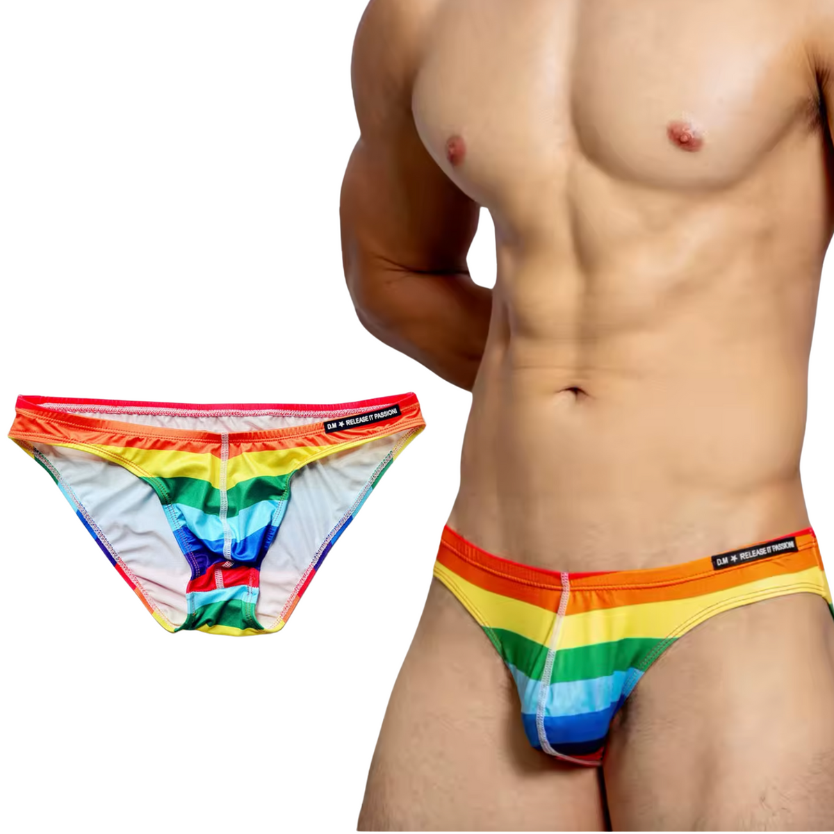 Sexy Heren Regenboog Zwembroek - Regenboog Kleuren LHBTQIA + - Mannen Zwembroek - Thong Swimwear - Ondergoed - Maat M