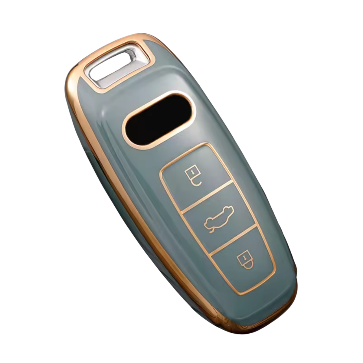 Zachte TPU Sleutelcover - Sleutelhoesje Geschikt voor Audi A3 / A4 / B9 / A6 / C8 / A7 / S7 / 4K / A8 / D5 / S8 / Q7 / Q8 / SQ8 / E-tron / 2018 / 2019 / 2020 / 2021 / 2022 - Blauw met Goud - Key Cover - Auto Accessoires