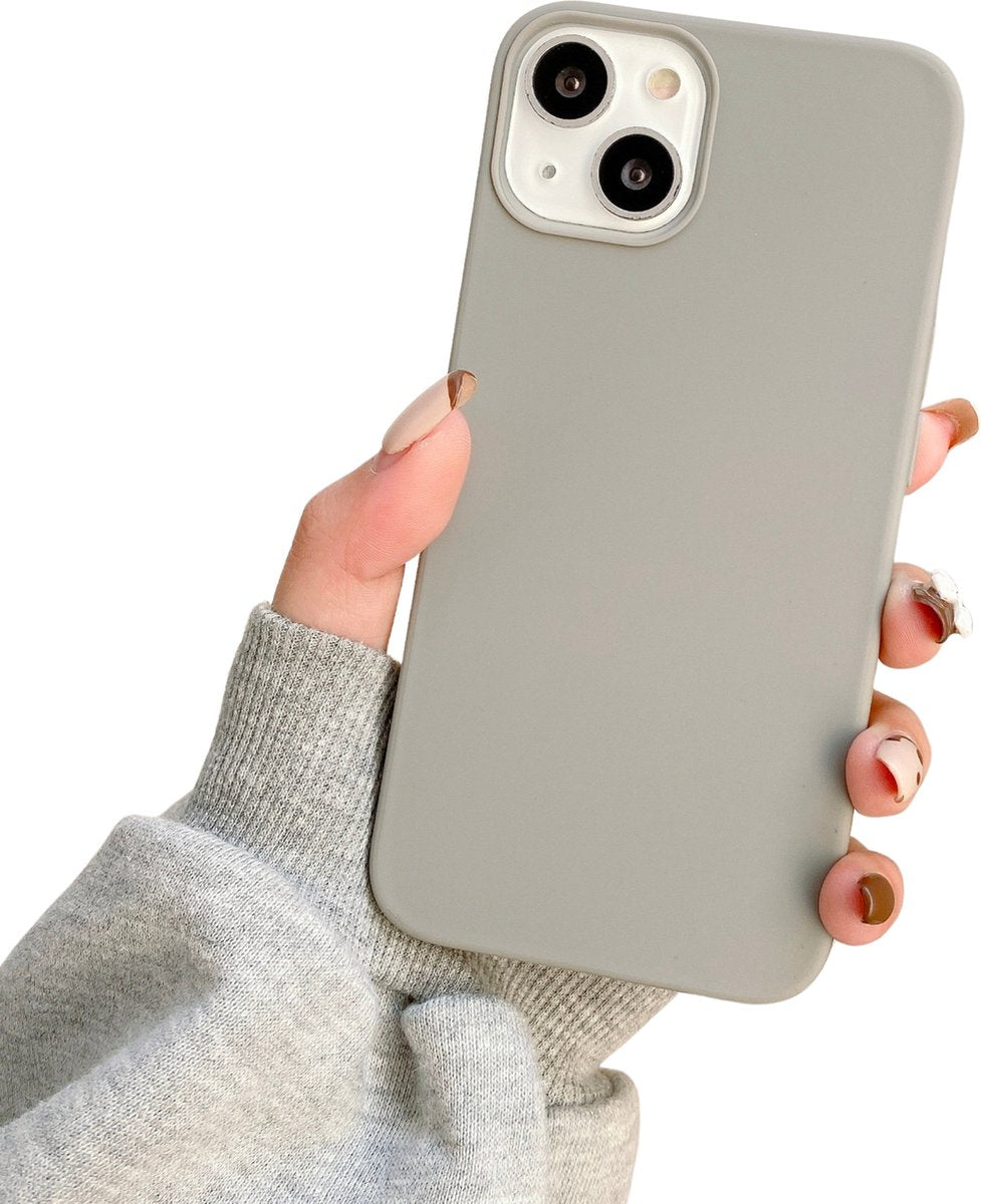 Soft Touch Hoesje - Geschikt voor Apple iPhone 13 - Grijs - Stevig Shockproof TPU Materiaal - Zachte Coating - Siliconen Feel Case - Back Cover