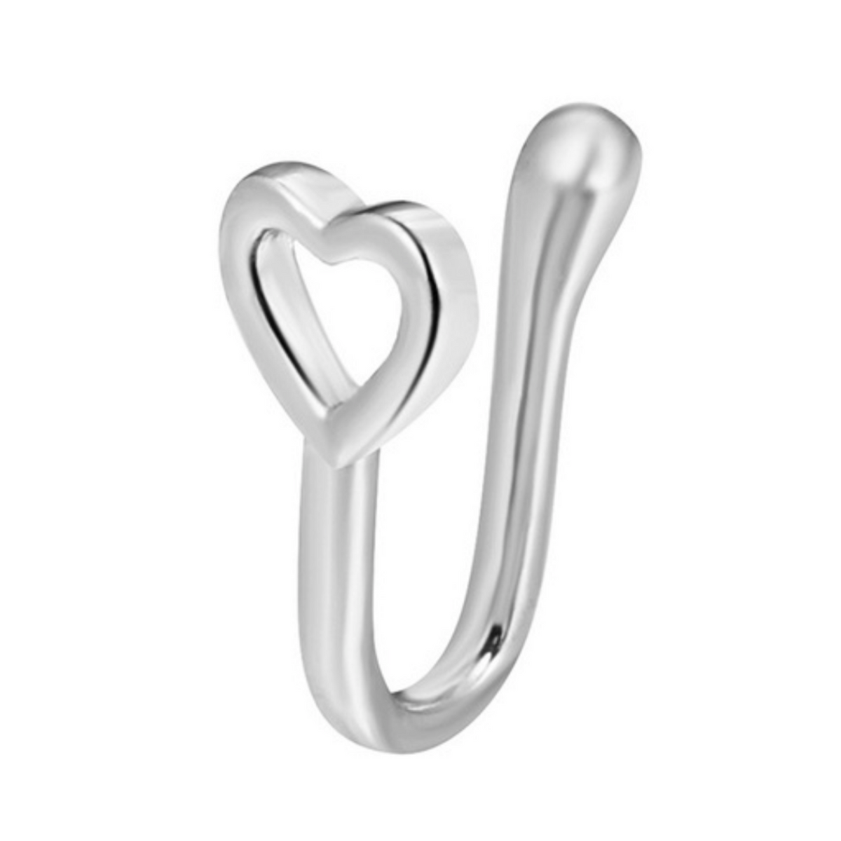 Fake Neuspiercing Zilver - Hartje- Nep Neuspiercing Sieraad - Neusring - Nep Piercing Neus Ringetje - Metaal