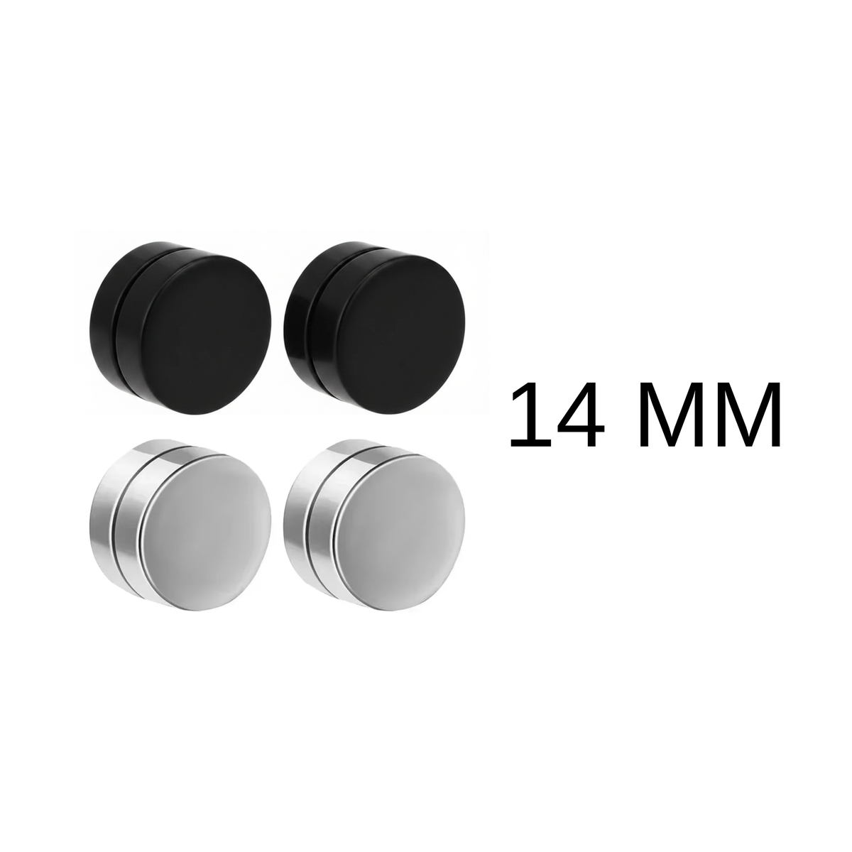 Piercing Set - 2 Nep Tunnel Piercings - Zilver & Zwart - Stainless Steel - Lippiercing / Oorpiercing - Piercing Schroefje - Oorbel - Verkleedaccessoires - 14mm