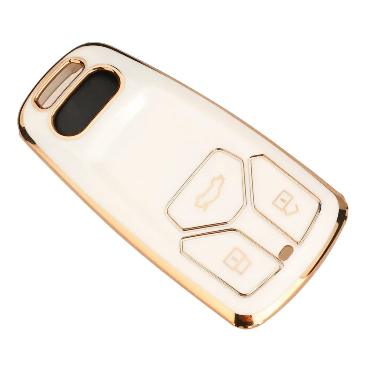 Zachte TPU Sleutelcover - Geschikt voor Audi A4 / A5 / A6 / A7 / S4 / S5 / S6 / Q5 / TT / RS - Wit met Goud - Sleutel Hoesje Cover - Auto Accessoires
