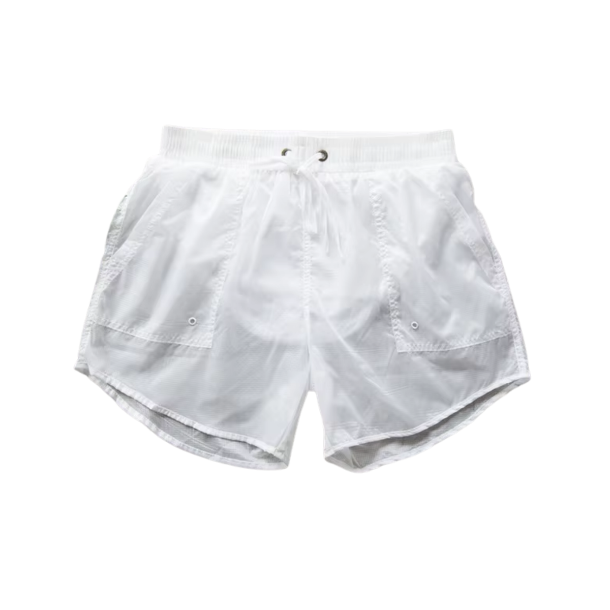 Heren Zwembroek Transparant Wit - Witte Zwemshort - Zwem Boxershort - Sexy Transparant Design - Met Zakken & Voering Binnenbroekje - Mannen - Badkleding / Strandkleding / Zwemkleding - Maat XL