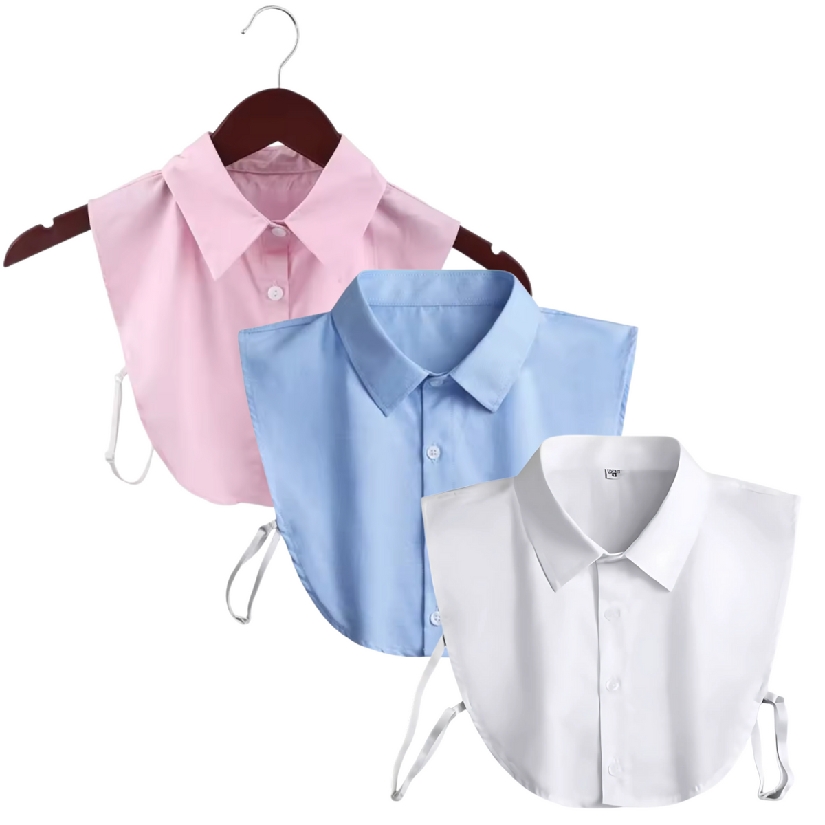 Losse Blouse Kraag Dames - 3 Stuks - Wit, Blauw en Roze - Fake Kraagje Onder Trui of Jurk - Afneembare Opstaande Kraag - Overhemd Blouse Kraag - Accessoire Kleding - One Size