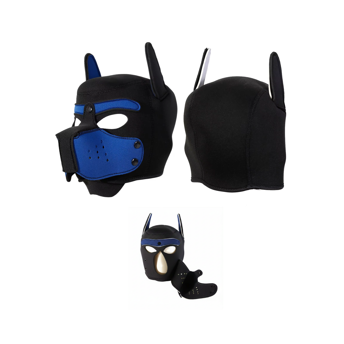 Honden Masker Set - Zwart & Blauw - Masker, Halsband en Riem - Puppy Play - BDSM Roleplay & Cosplay - Unisex - Sex Speeltjes Toys - Erotiek - Bondage Masker - OneSize