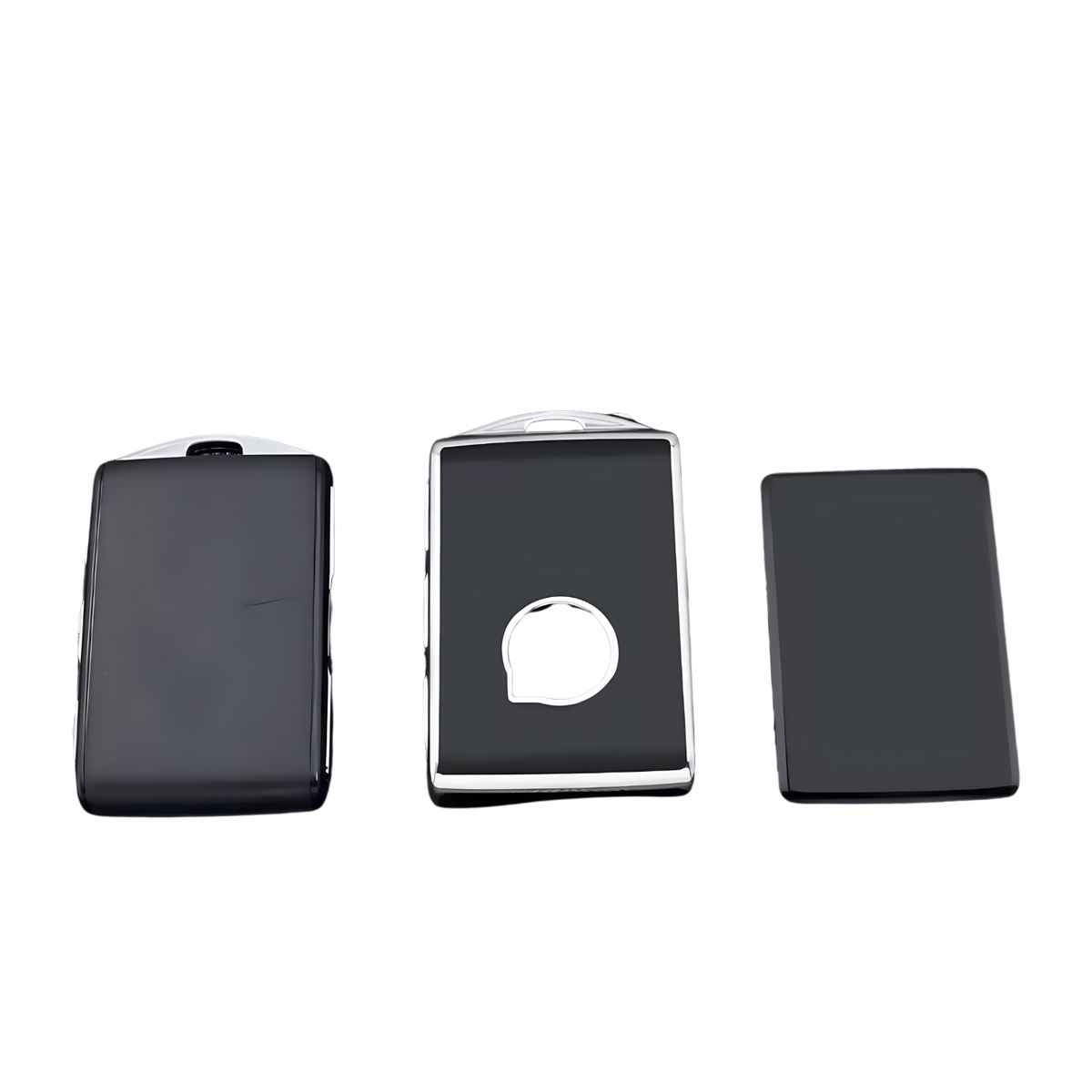 Zachte TPU Sleutelcover - Sleutelhoesje Geschikt voor Volvo S90 / S60 / XC60 / XC90 / XC40 / C40 / V60 / V90 / T6 / T8 - Zwart met Zilver - Key Cover - Auto Accessoires