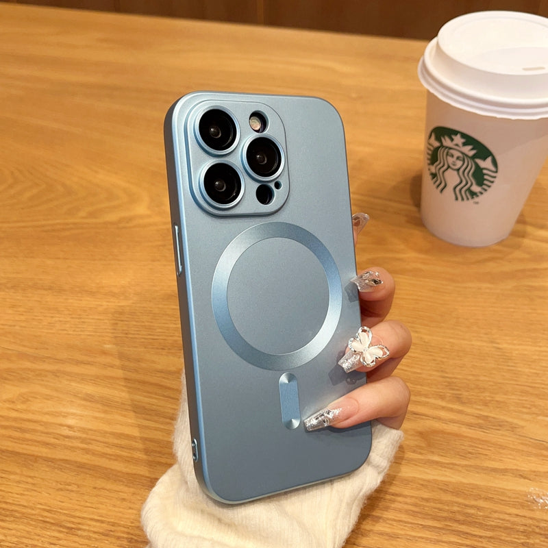Shockproof Hoesje Lichtblauw - Geschikt voor iPhone 14 Pro Max - Met Magneetring en Camera Protectors - Super Stevige Ultra TPU Case - Siliconen Soft Touch - Magneet Compatible