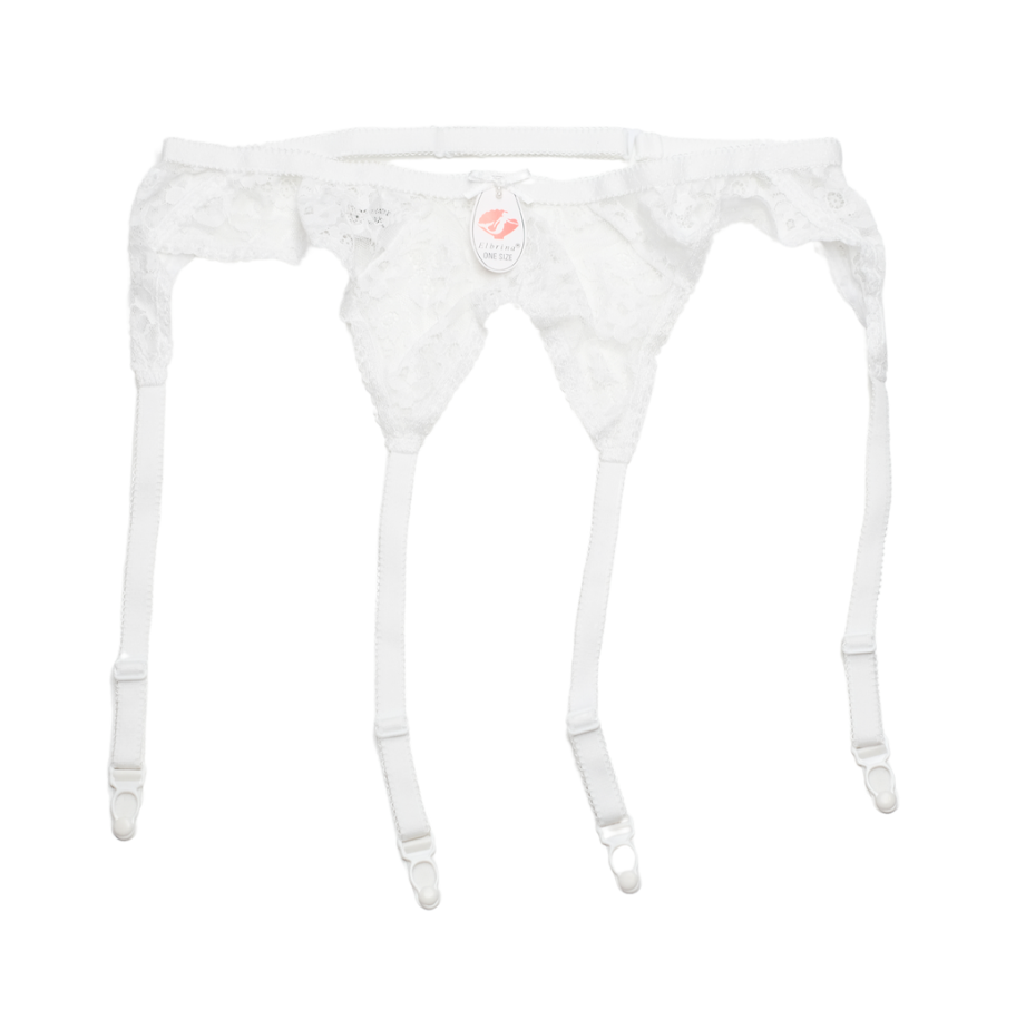 Elbrina Witte Jarretelgordel – Kant – Luxe Garter Belt met 4 Jarretels – Verstelbare Dames Lingerie – One Size – Premium Kwaliteit