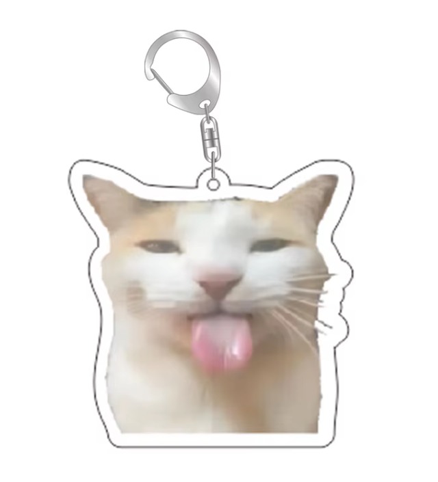 Grappige Katten Sleutelhanger – Tong Kat Meme – Schattige & Unieke Accessoire voor Kattenliefhebbers - Sleutel Hanger - Tassenhanger - Kat / Poes