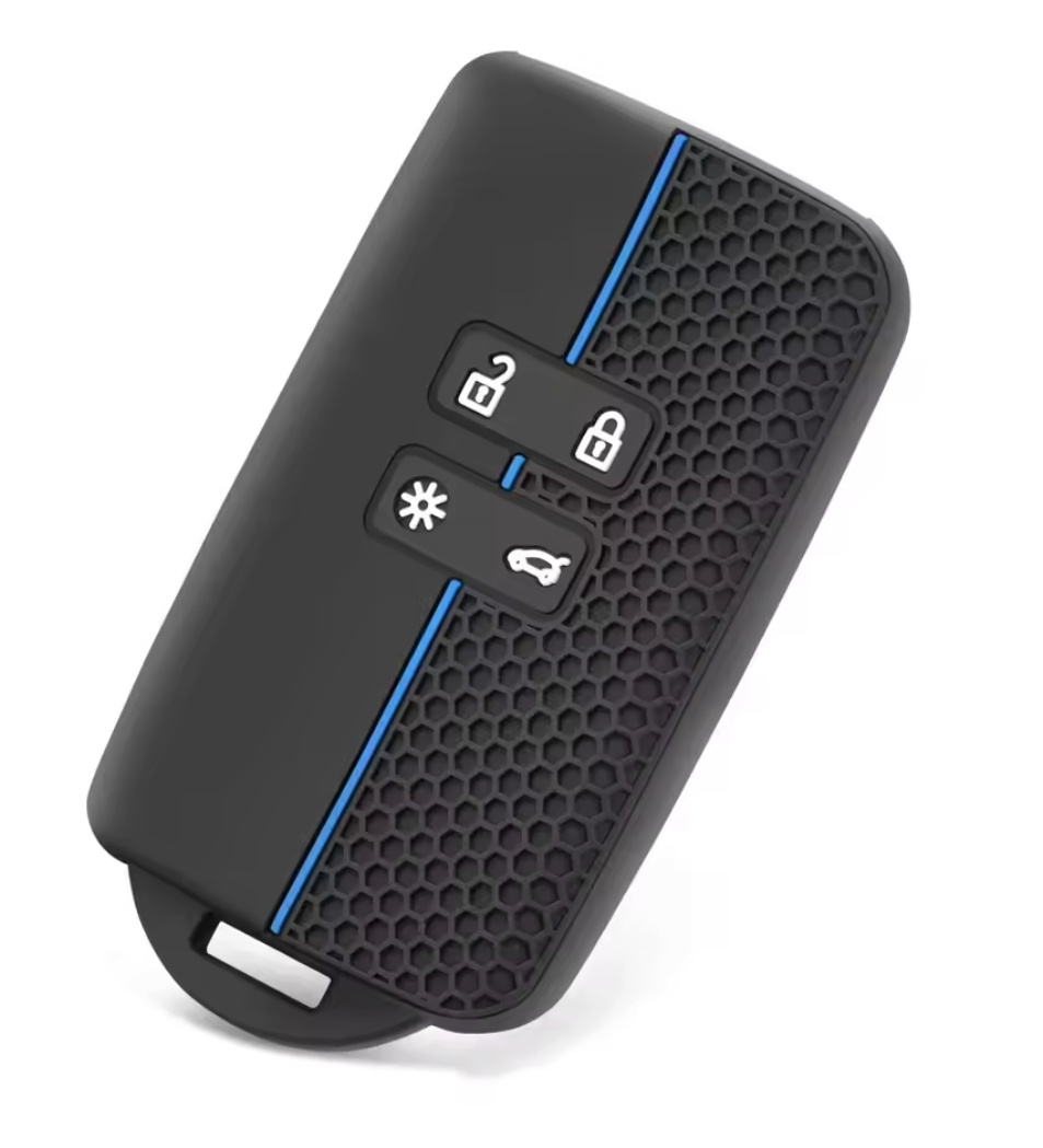 Siliconen Sleutelcover - Sleutelhoesje Geschikt voor Renault Clio / Laguna / Koleos / Megane / Fluence / Zoe / Scenic / Captur - Key Cover Autosleutel - Blauw en Zwart - Auto Accessoires