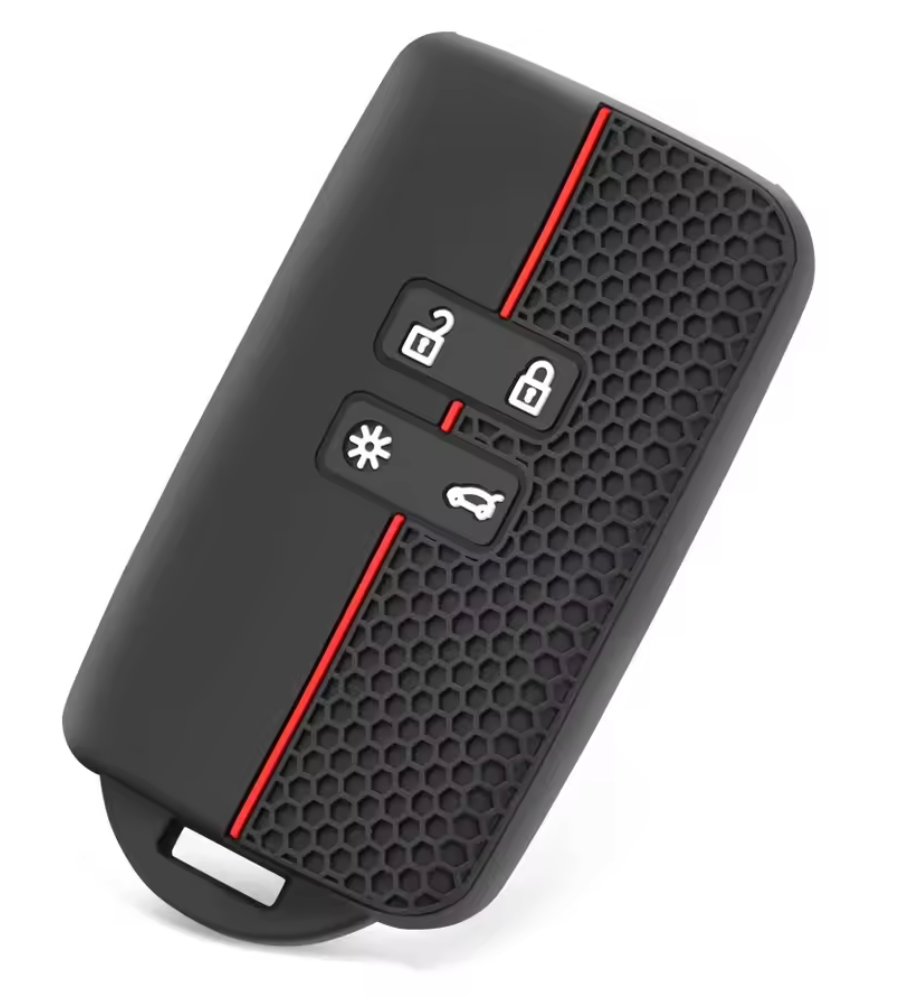 Siliconen Sleutelcover - Sleutelhoesje Geschikt voor Renault Clio / Laguna / Koleos / Megane / Fluence / Zoe / Scenic / Captur - Key Cover Autosleutel - Rood en Zwart - Auto Accessoires