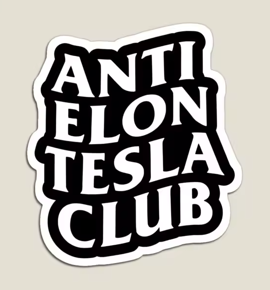 Auto Magneet - ANTI ELON CLUB - Geschikt Voor Tesla - Wit Zwart - 1 Meme Magneet - Hoogwaardige Kwaliteit - Automagneet - Sticker - Makkelijk Te Verwijderen - Auto Accessoires
