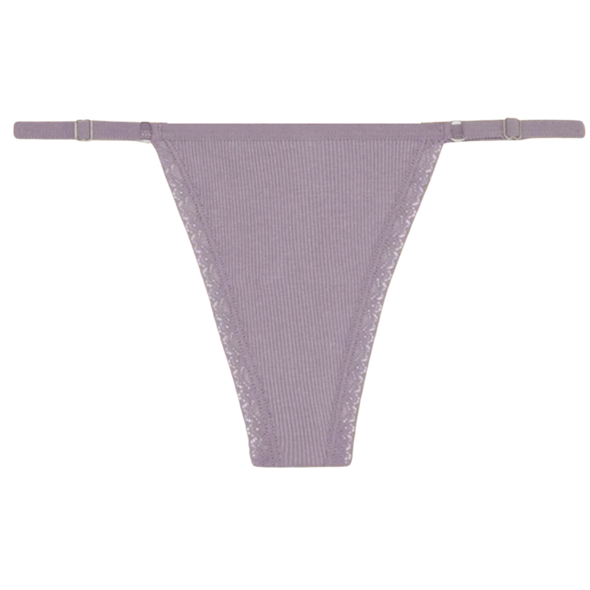 Sexy Dames String - Nude Ribstof - Dames Lingerie / Ondergoed - Kant - 95% Katoen - Maat L