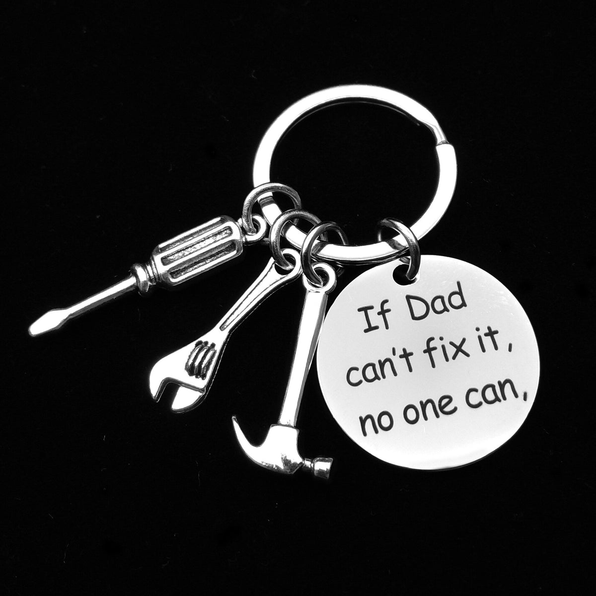 Gereedschap Sleutelhanger - Tekst 'If Dad can't fix it, no one can' - Leuk voor Vaderdag / Papa - Keychain Sleutel Hanger Cadeau - Auto Accessoires