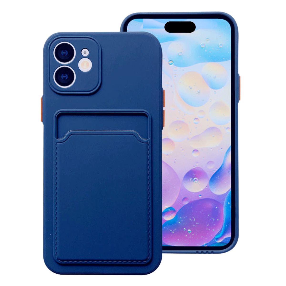Hoesje Geschikt voor Apple iPhone 16 Stevig TPU - Met Kaarthouder - Donkerblauw - Shockproof Case met Pasjeshouder - TPU Hoes Met Vakje Voor Pasje - Card Case Back Cover