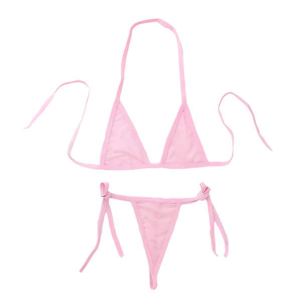 Sexy Dames Lingerieset - Roze – Mini Lingerie Set – Tweedelige Lingerie Set - Halter Bralette Zonder Beugel - Micro String - Met Verstelbare Bandjes - Ondergoed Voor Vrouwen - Maat L