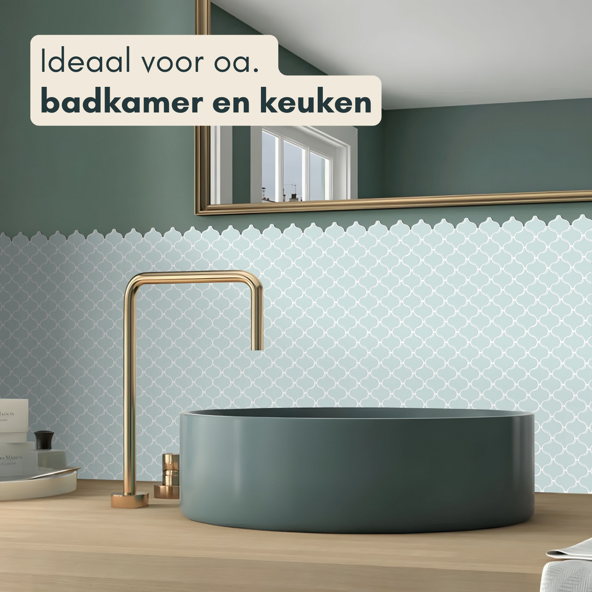 Solusia Zelfklevende Plaktegels Blauw - Oosters Patroon – 10 Luxe Plaktegels voor Wand – Waterdichte Wandpanelen voor Keuken, Badkamer en Toilet – 25,4 x 25,4 cm – Makkelijk aan te brengen - Tegeltjes Tegelstickers Moroccan Lantern