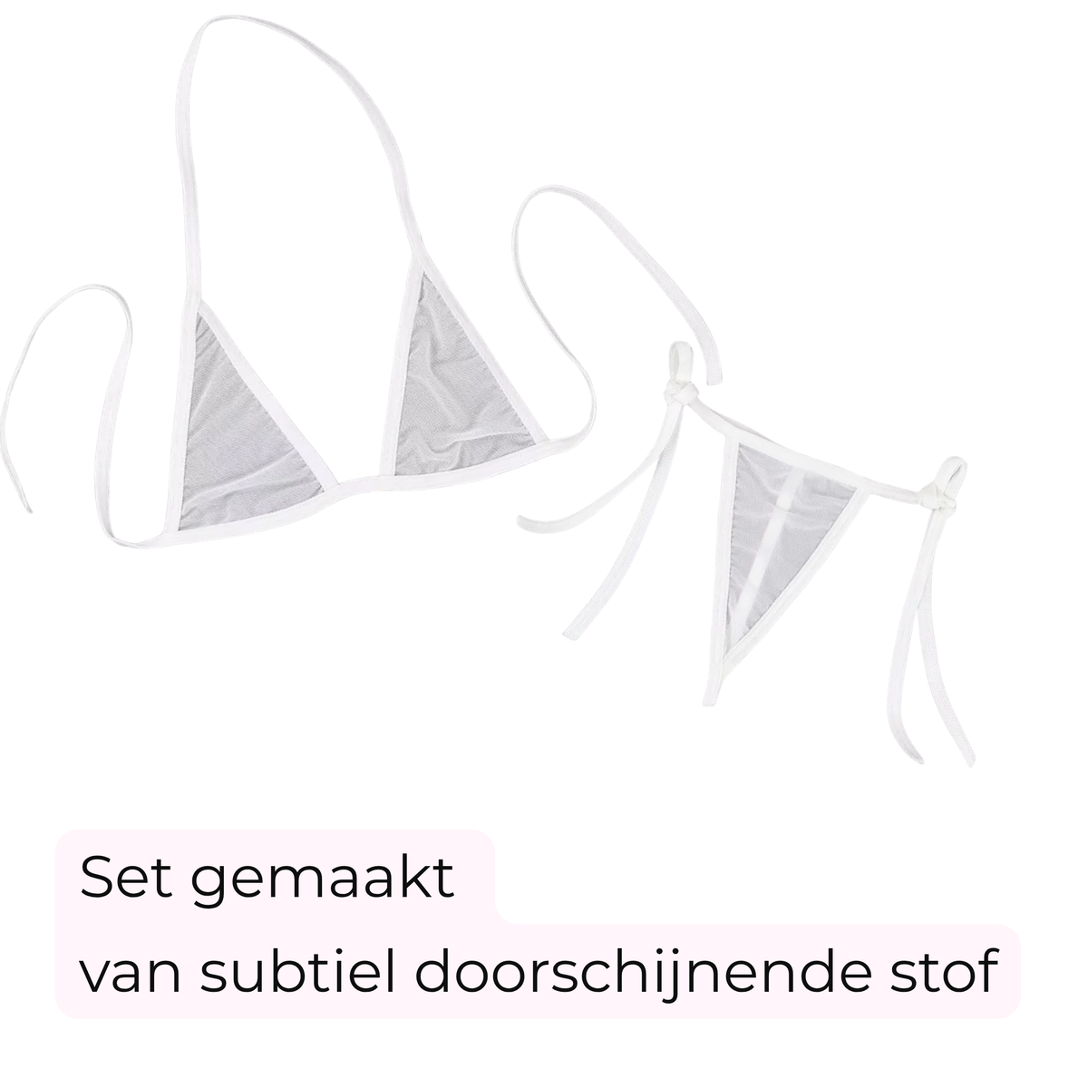 Sexy Dames Lingerieset – Wit - Mini Lingerie Set – Tweedelige Lingerie Set - Halter Bralette Zonder Beugel - Micro String - Met Verstelbare Bandjes - Ondergoed Voor Vrouwen - Maat M
